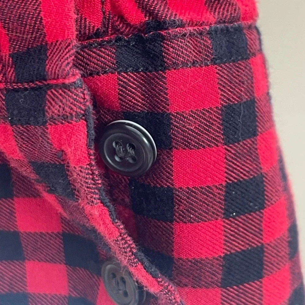 J. Crew The Perfect Shirt Black Red Gingham Plaid Flannel Shirt Top Women’s Sz M